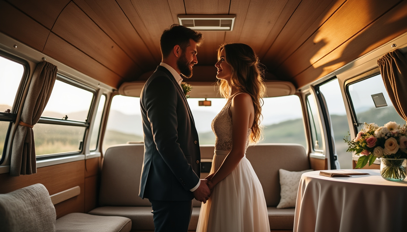 découvrez comment célébrer l'amour de manière unique en organisant un mariage en camping-car, une expérience pleine d'aventures et d'émotions sur la route.