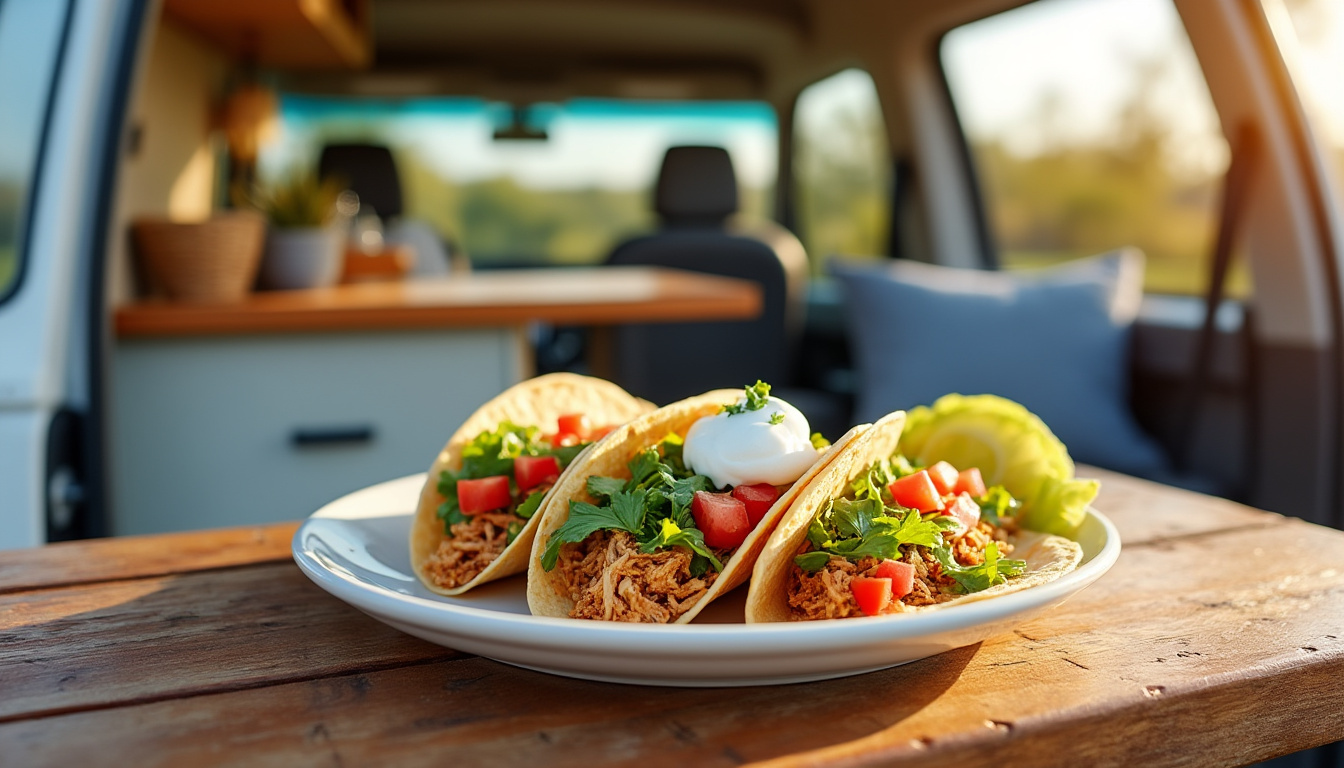 découvrez une recette facile et savoureuse de tacos mexicains au poulet, parfaite pour régaler vos papilles lors de vos voyages en camping-car.